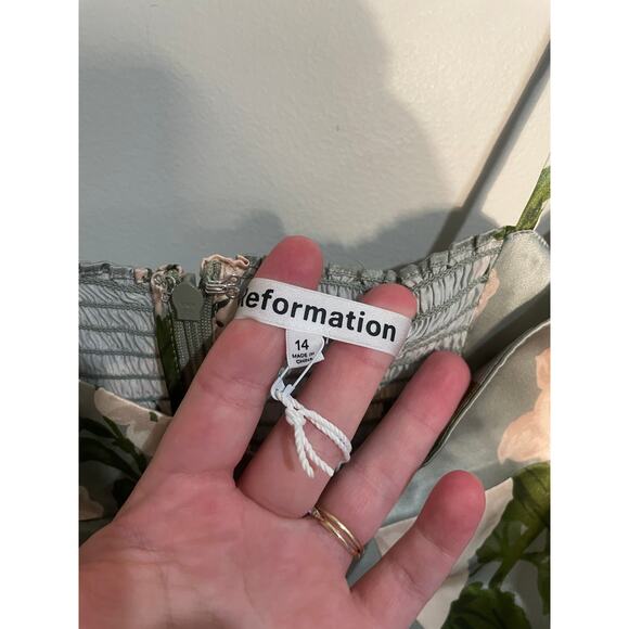 NWT Reformation Marguerite Silk Dress in Tarragon Size 14 - Picture 11 of 15